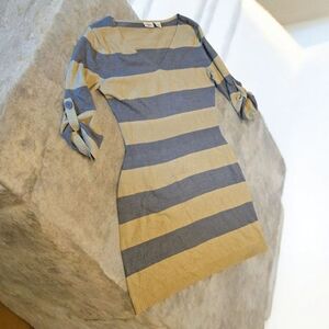 Cato Blue and Tan Striped Long Sleeve Dress